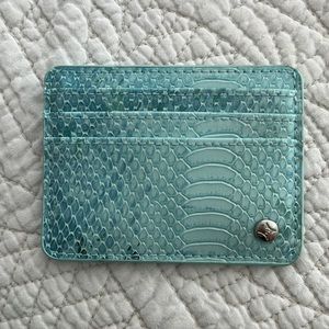 Compact Turquoise Snakeskin-styled Wallet